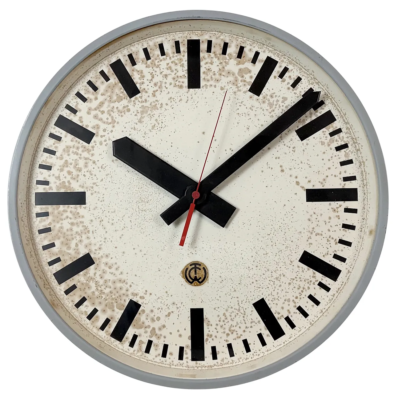 Large Grey Industrial Station Wall Clock from CTW , 1960 1