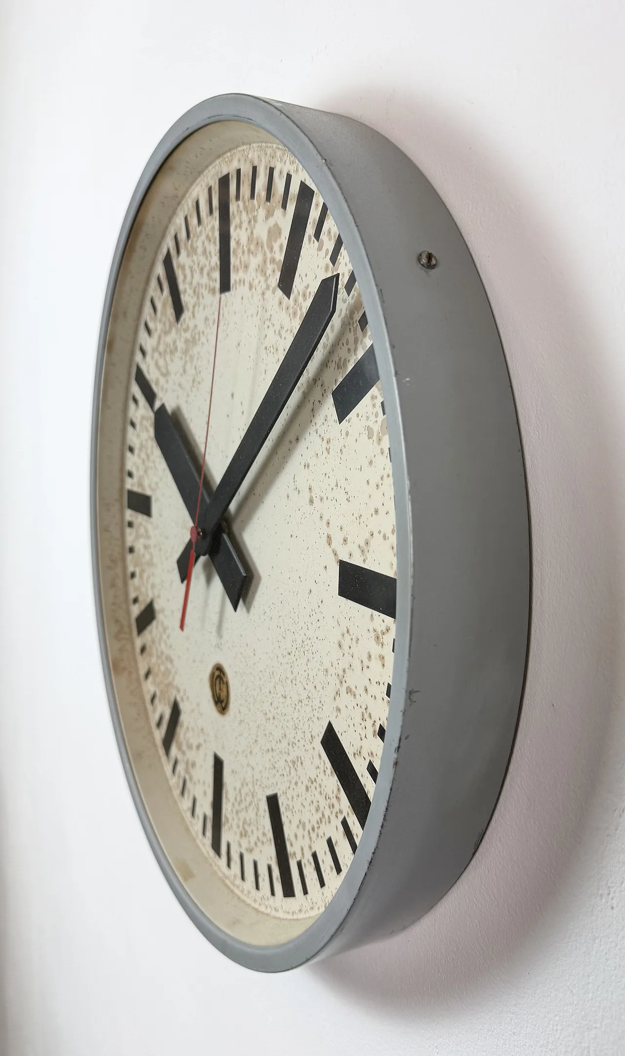 Large Grey Industrial Station Wall Clock from CTW , 1960 5
