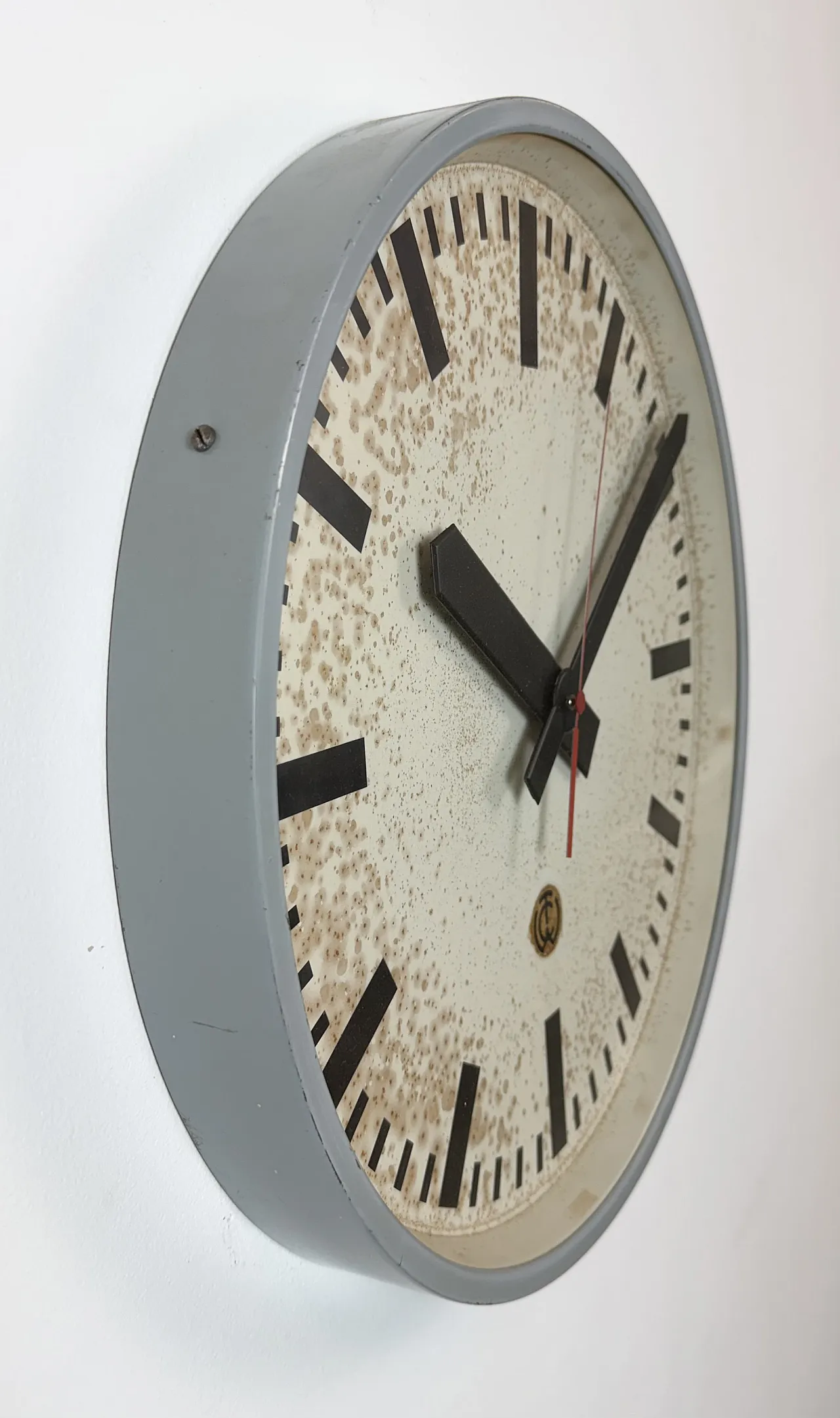 Large Grey Industrial Station Wall Clock from CTW , 1960 6