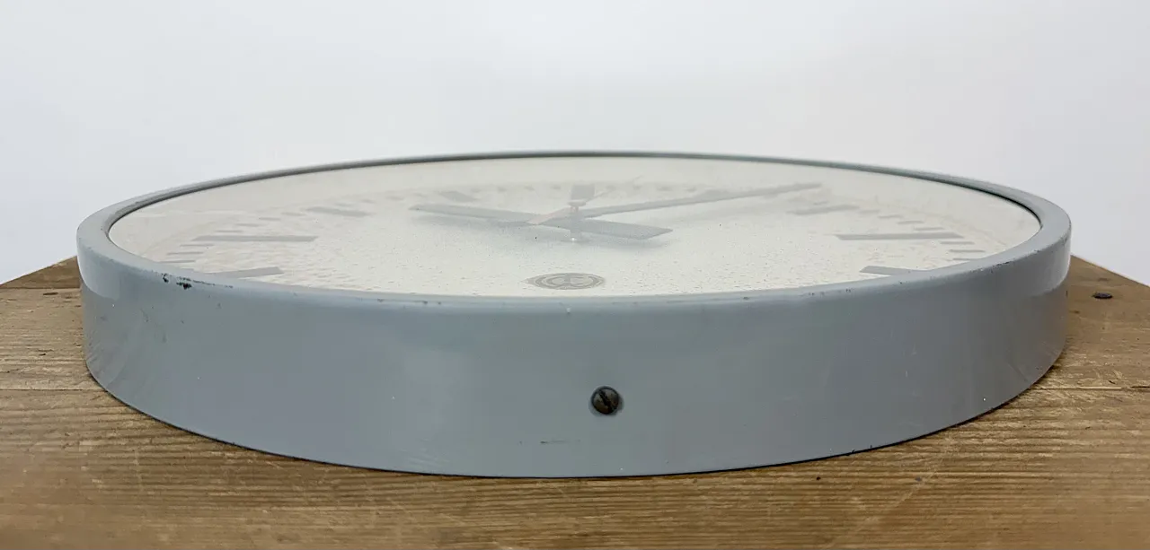Large Grey Industrial Station Wall Clock from CTW , 1960 10