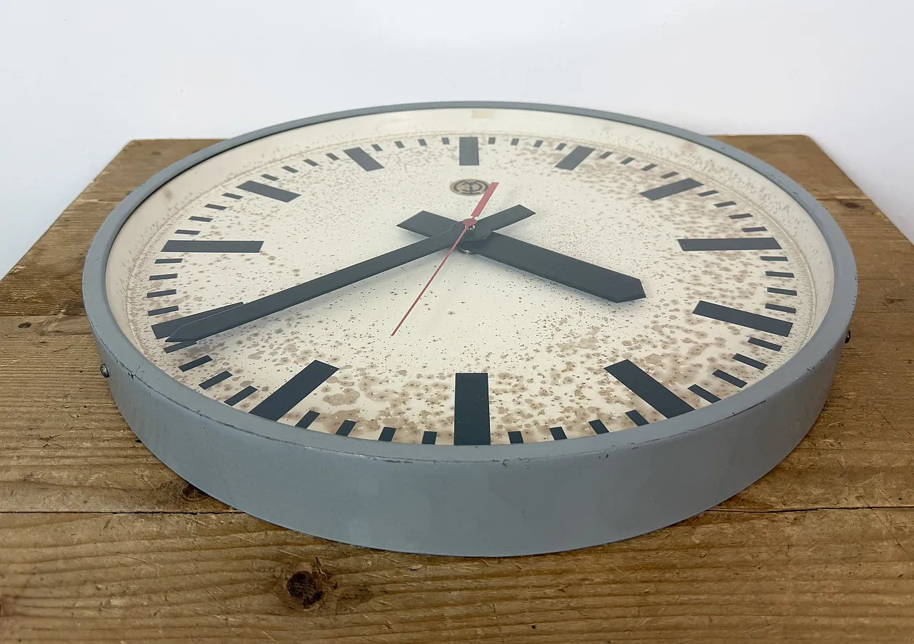 Large Grey Industrial Station Wall Clock from CTW , 1960 14