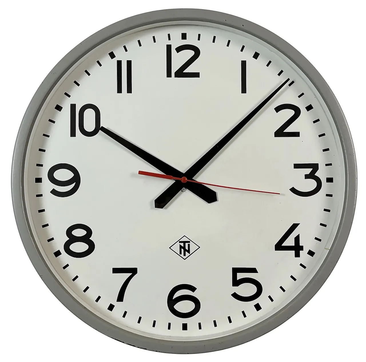 Large Grey Industrial Wall Clock from TN, 1960s 1