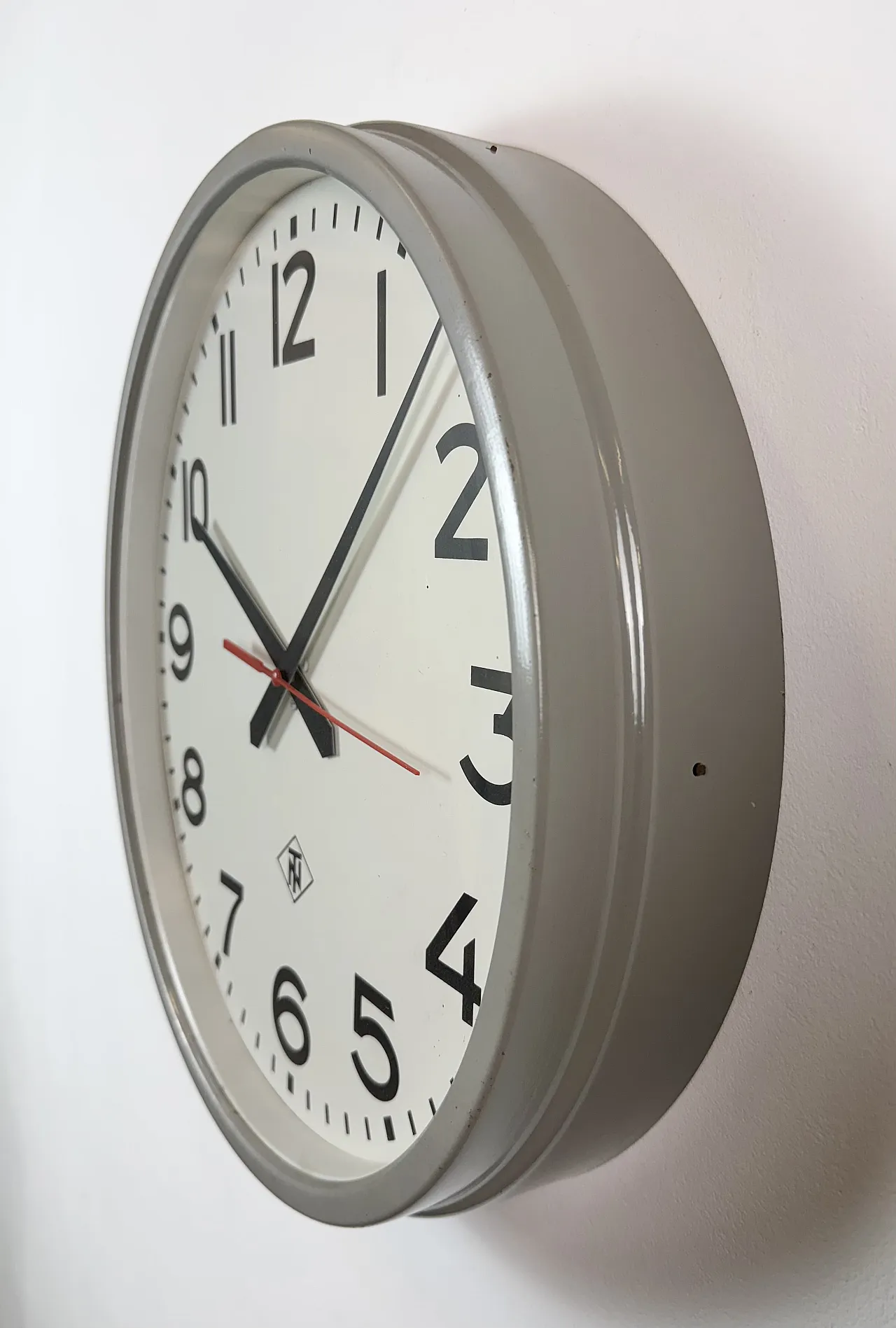 Large Grey Industrial Wall Clock from TN, 1960s 4