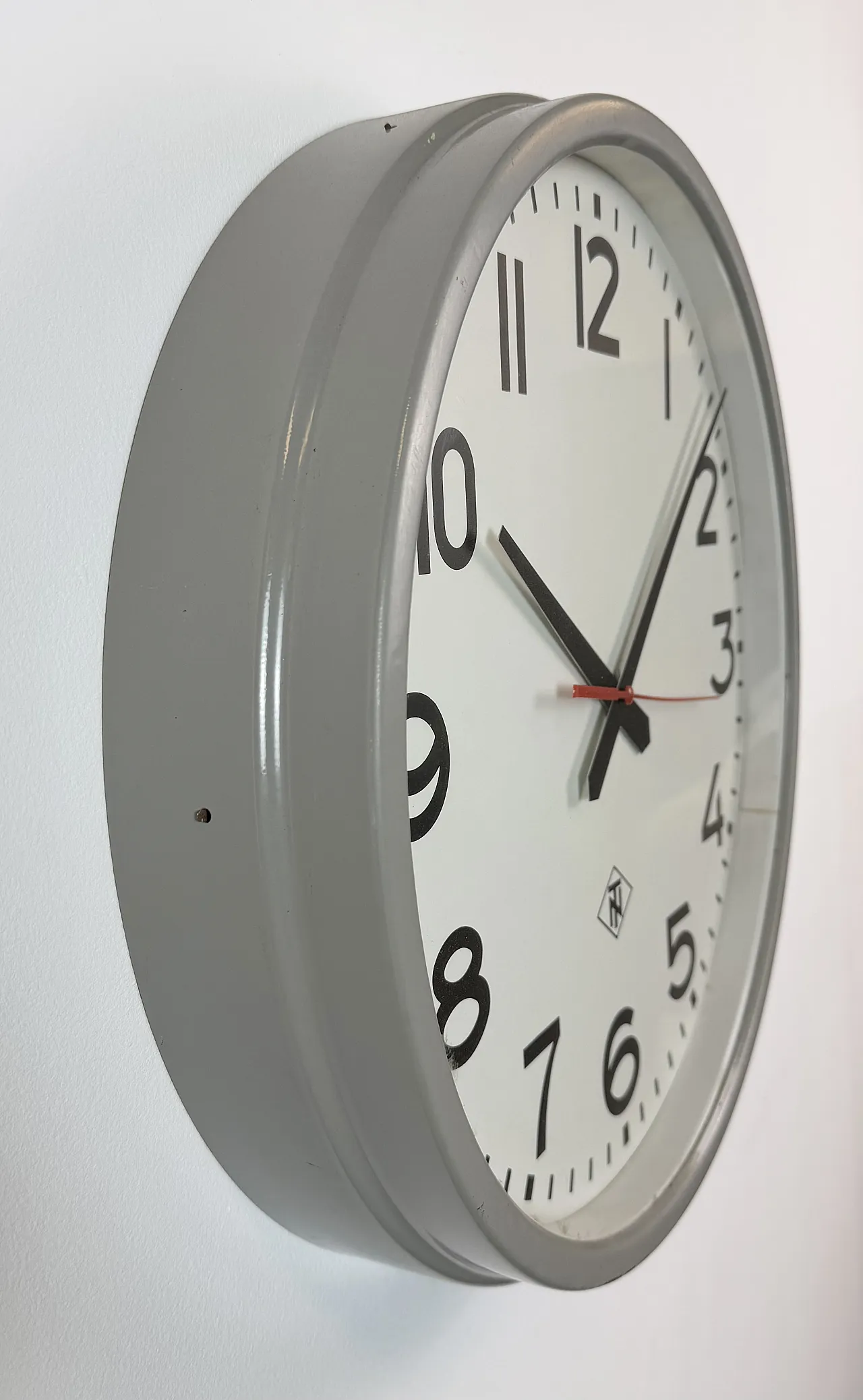 Large Grey Industrial Wall Clock from TN, 1960s 5