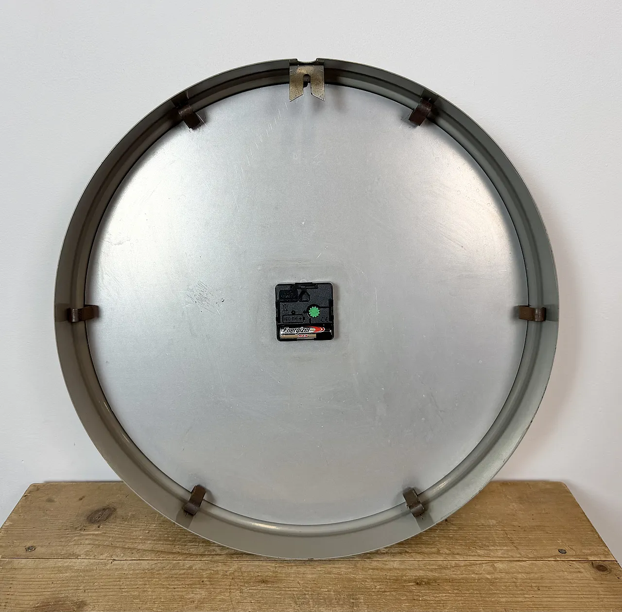Large Grey Industrial Wall Clock from TN, 1960s 14