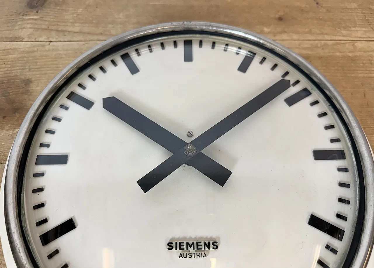 Beige Industrial Factory Wall Clock from Siemens Austria, 1960s 11