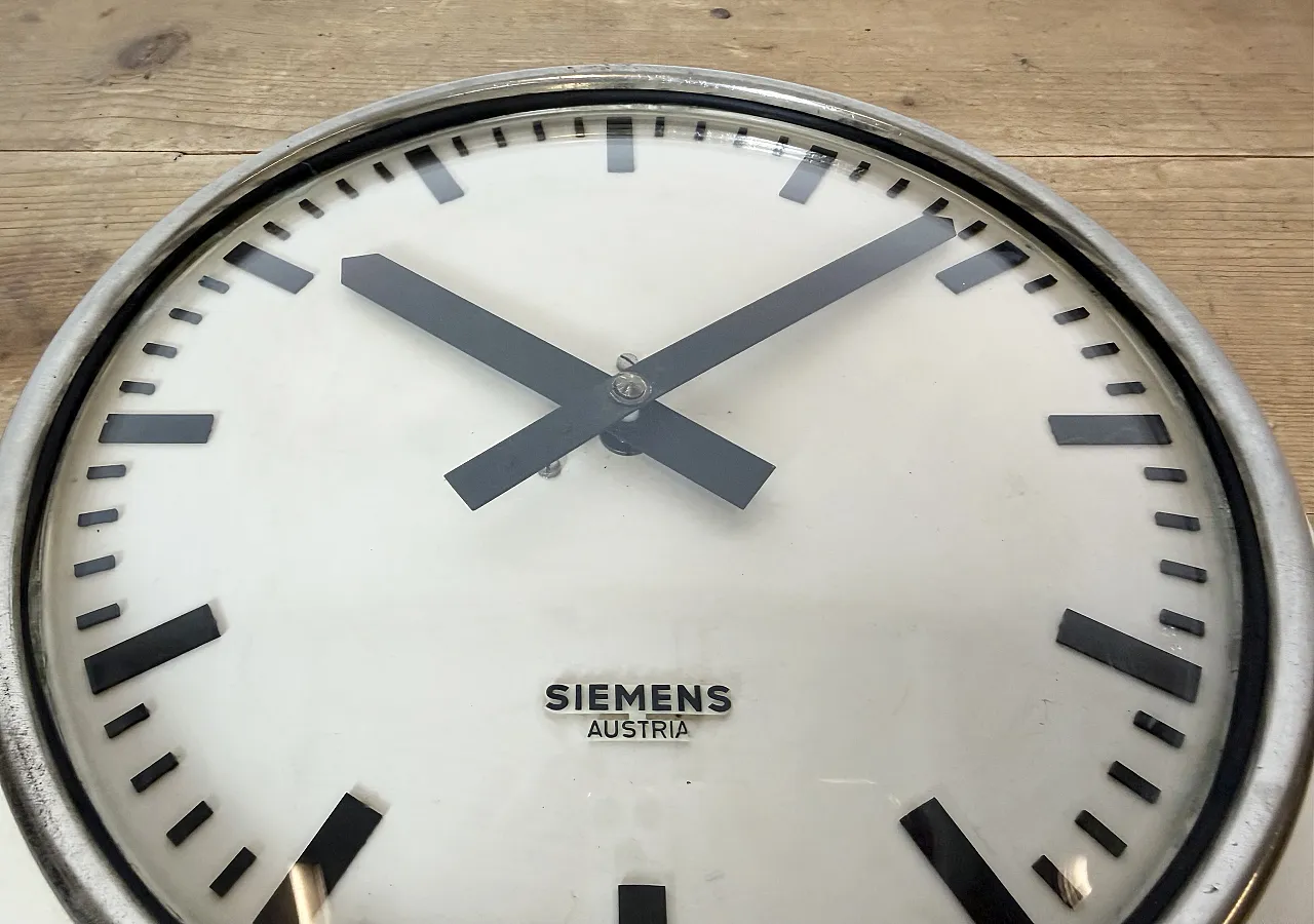 Beige Industrial Factory Wall Clock from Siemens Austria, 1960s 12