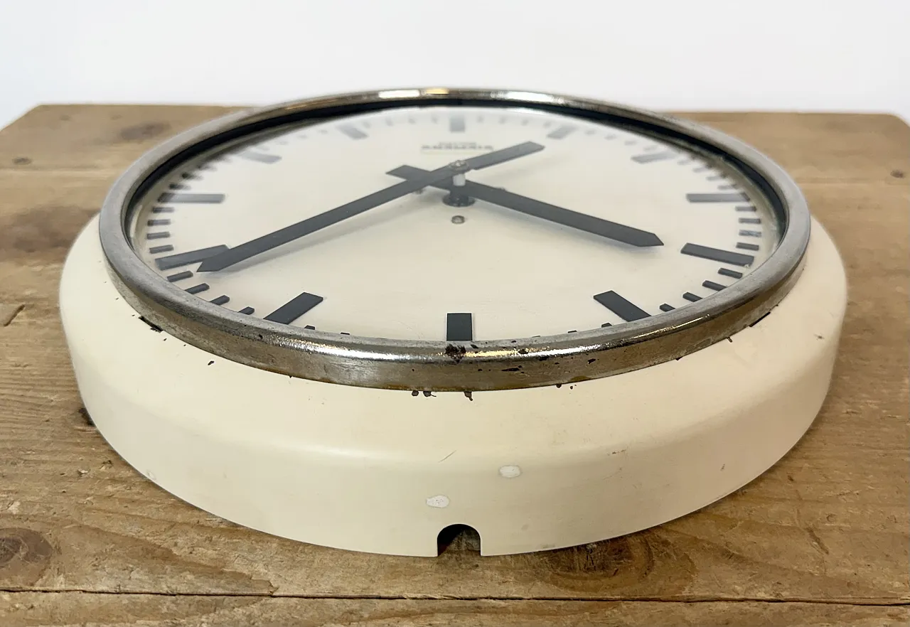 Beige Industrial Factory Wall Clock from Siemens Austria, 1960s 14