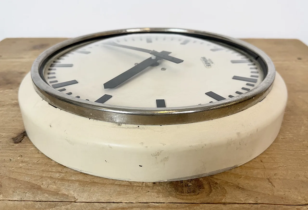 Beige Industrial Factory Wall Clock from Siemens Austria, 1960s 15