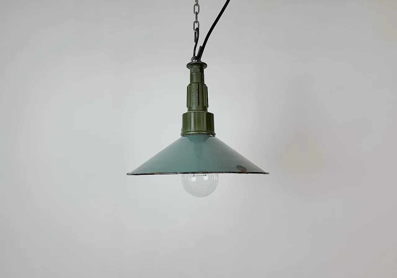 Industrial Petrol Enamel Military Pendant Lamp with Cast Aluminium Top 2