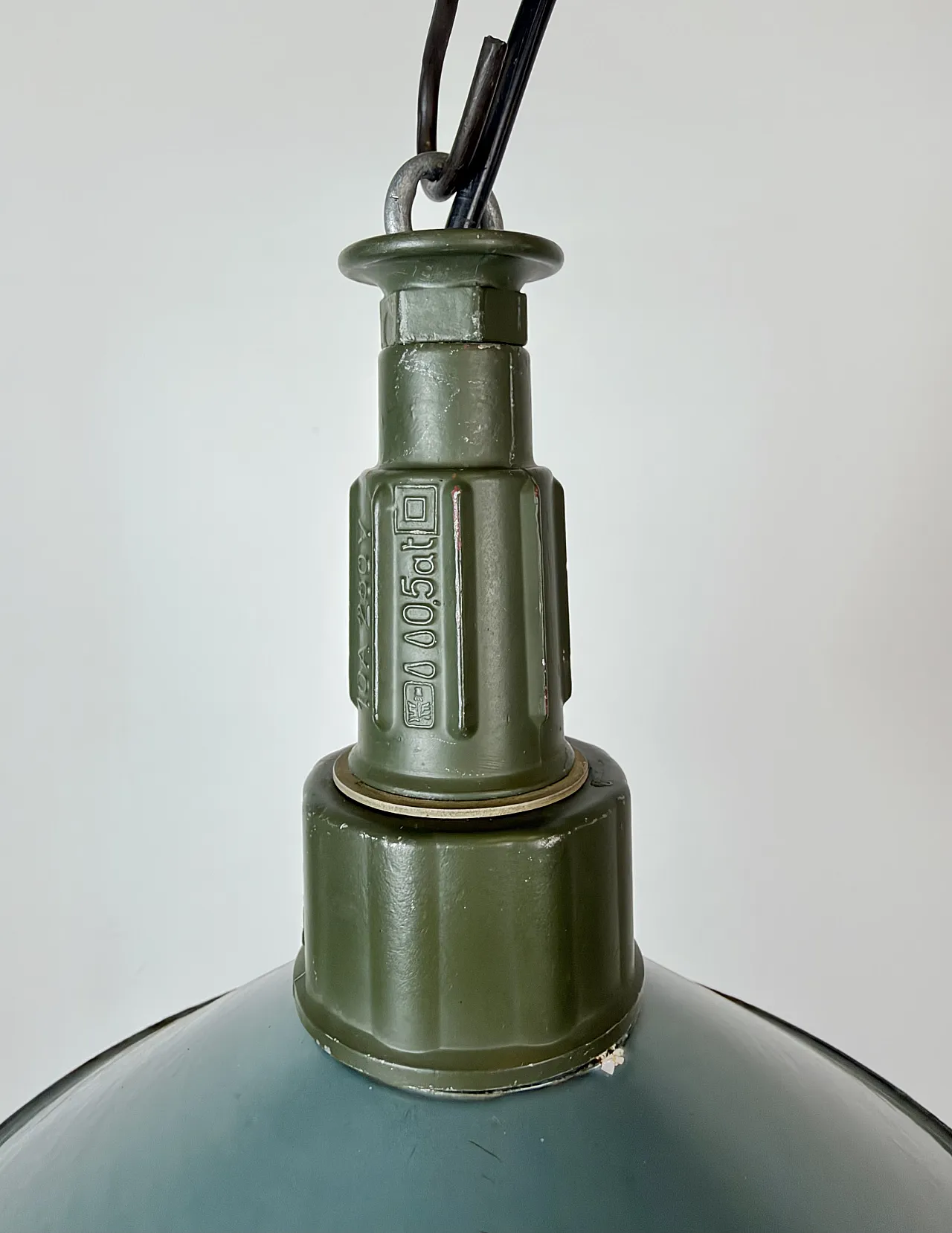 Industrial Petrol Enamel Military Pendant Lamp with Cast Aluminium Top 4