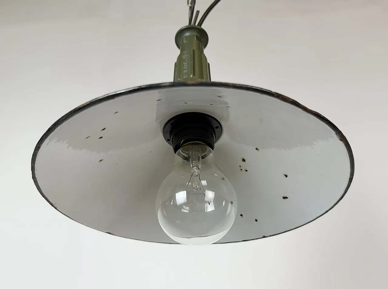 Industrial Petrol Enamel Military Pendant Lamp with Cast Aluminium Top 6