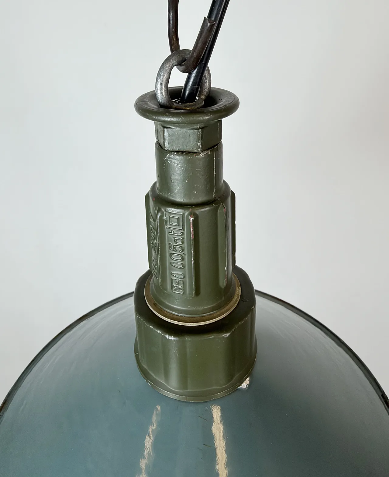 Industrial Petrol Enamel Military Pendant Lamp with Cast Aluminium Top 8