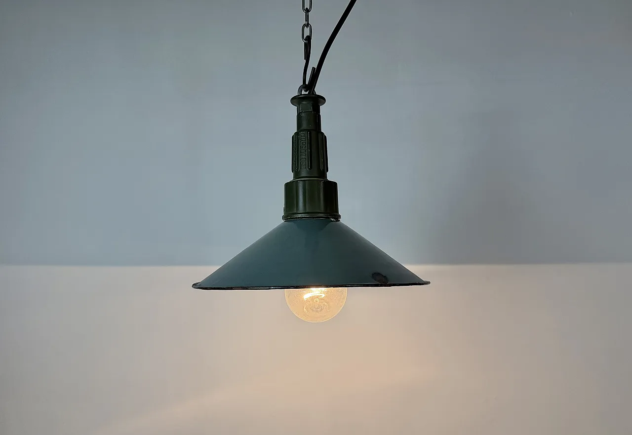 Industrial Petrol Enamel Military Pendant Lamp with Cast Aluminium Top 9