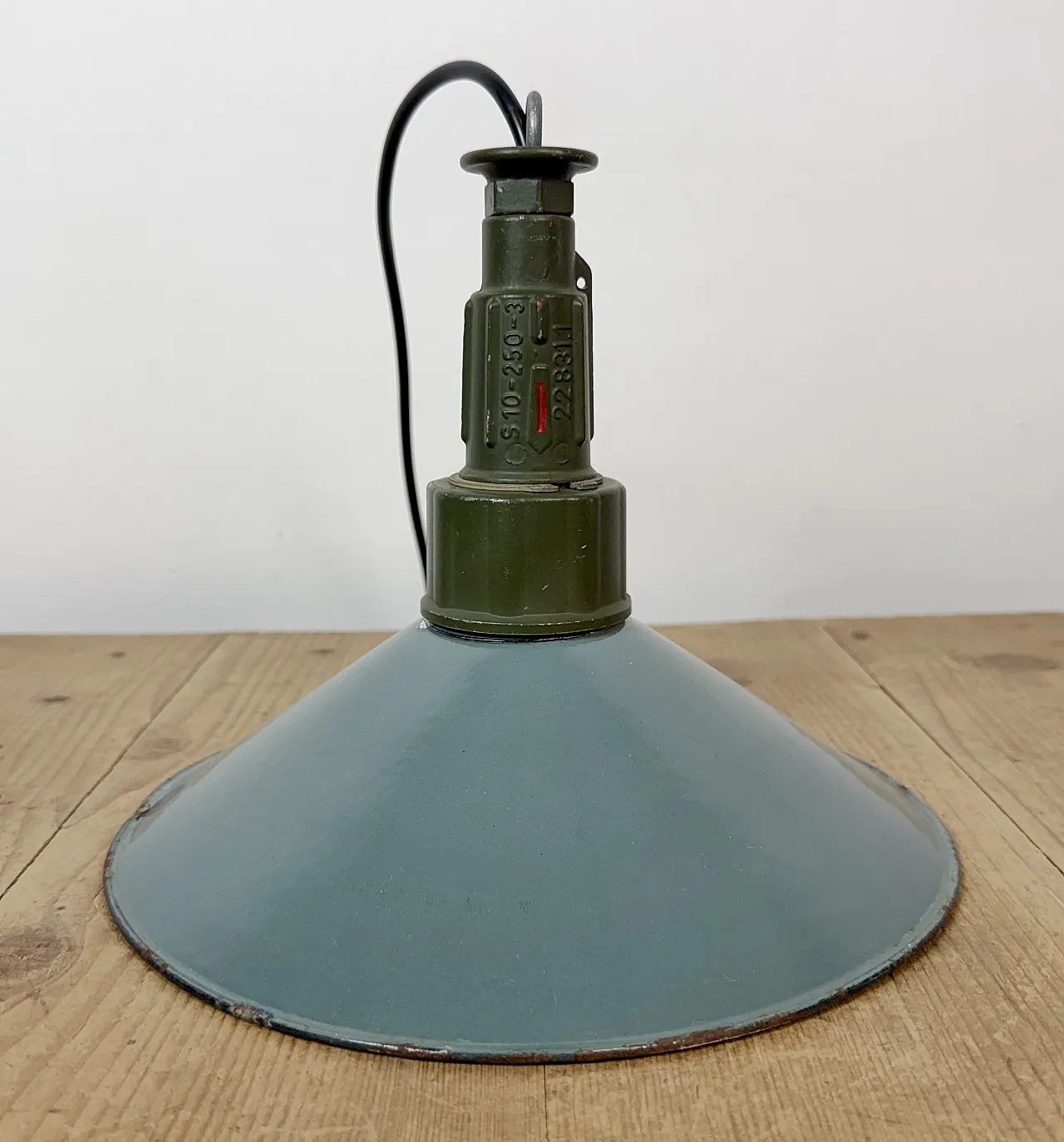 Industrial Petrol Enamel Military Pendant Lamp with Cast Aluminium Top 12