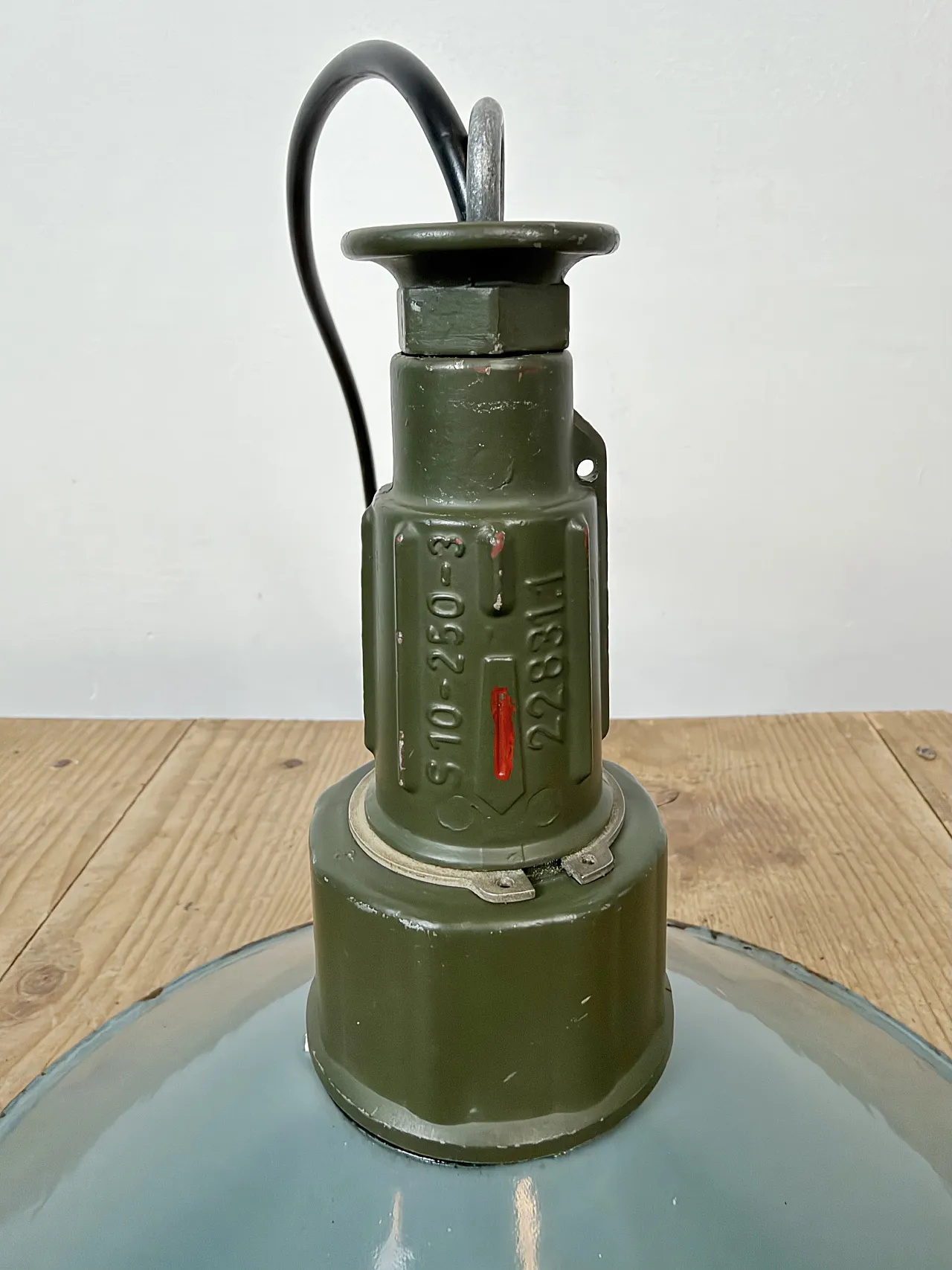 Industrial Petrol Enamel Military Pendant Lamp with Cast Aluminium Top 13