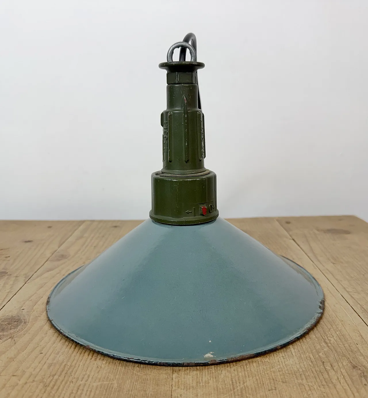 Industrial Petrol Enamel Military Pendant Lamp with Cast Aluminium Top 14