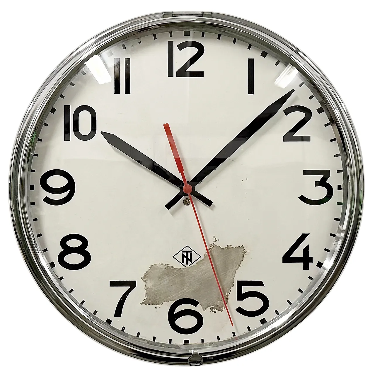 Silver Industrial Wall Clock from TN, 1960s 1