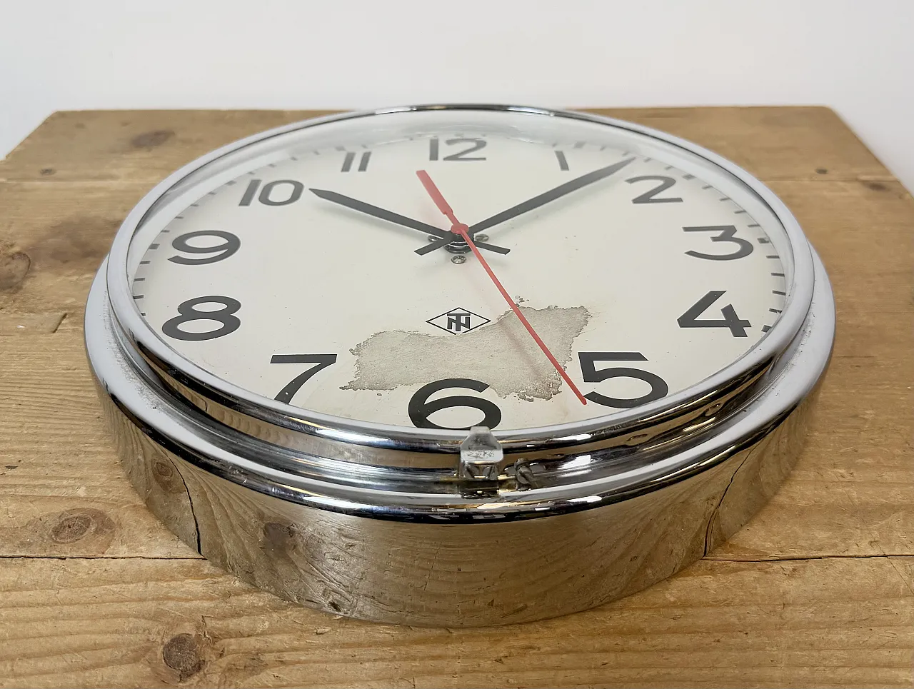 Silver Industrial Wall Clock from TN, 1960s 8