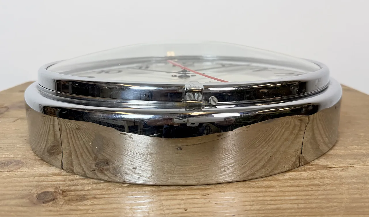 Silver Industrial Wall Clock from TN, 1960s 9