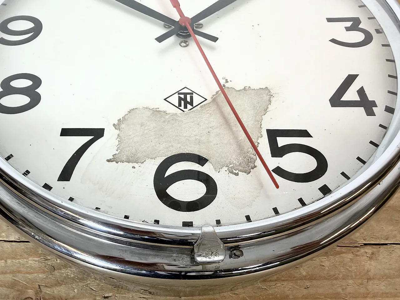 Silver Industrial Wall Clock from TN, 1960s 12