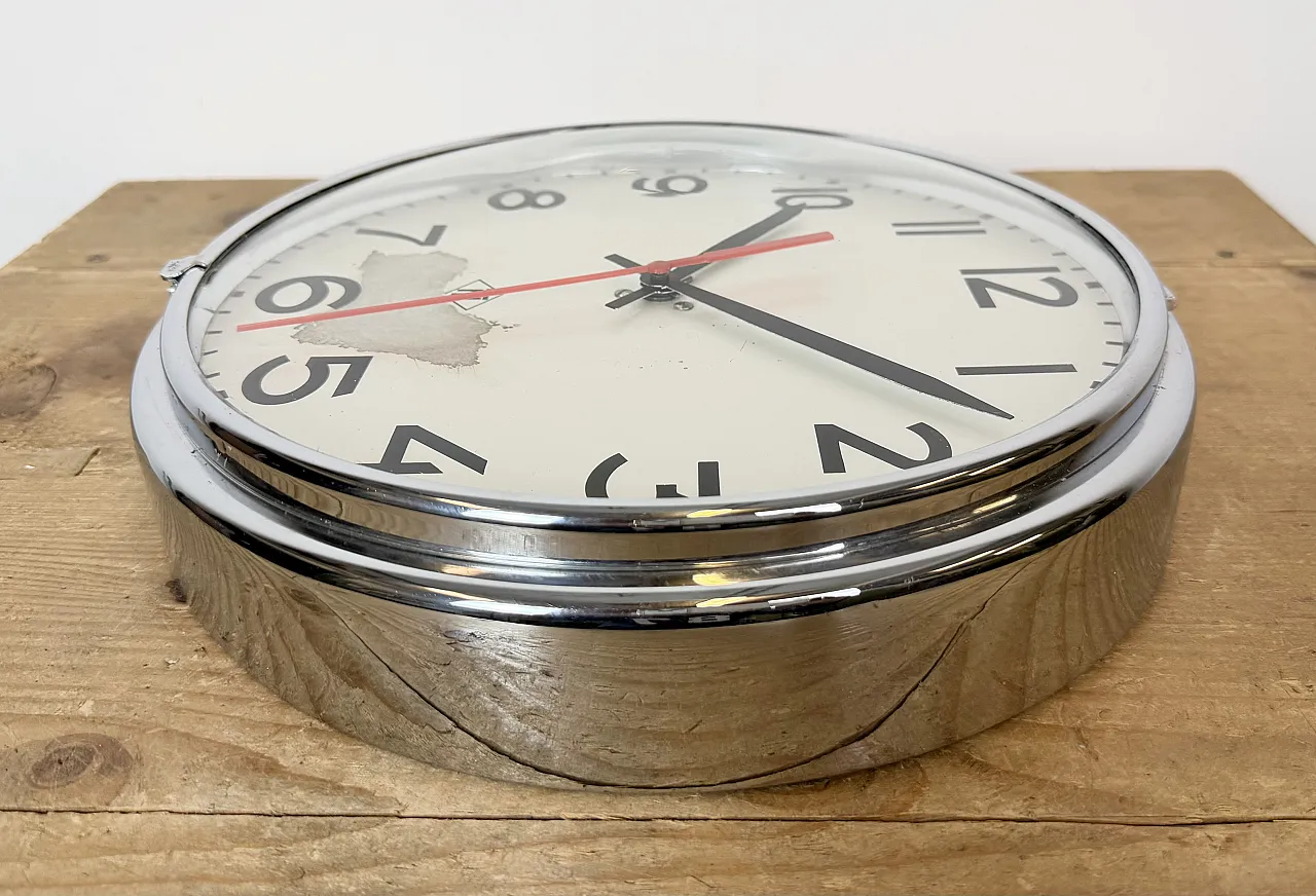 Silver Industrial Wall Clock from TN, 1960s 13