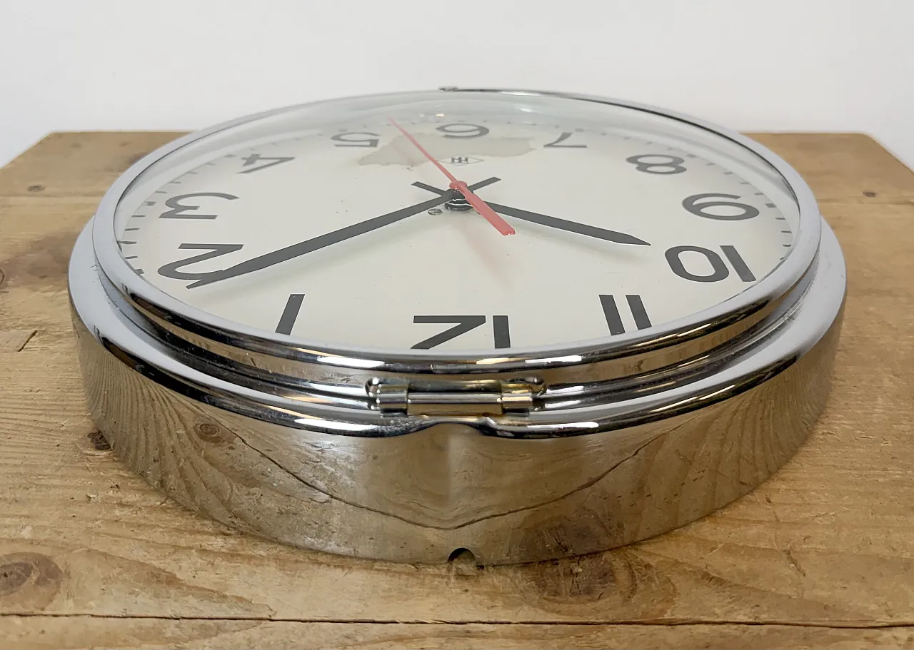 Silver Industrial Wall Clock from TN, 1960s 14