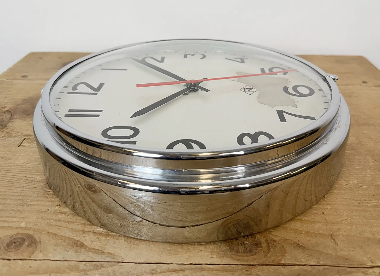 Silver Industrial Wall Clock from TN, 1960s 15