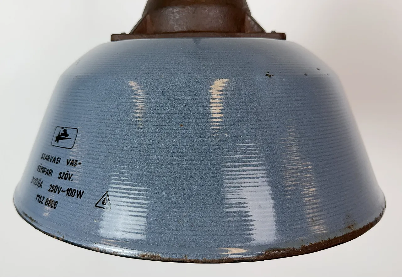 Industrial Grey Enamel and Cast Iron Pendant Light, 1960s 5