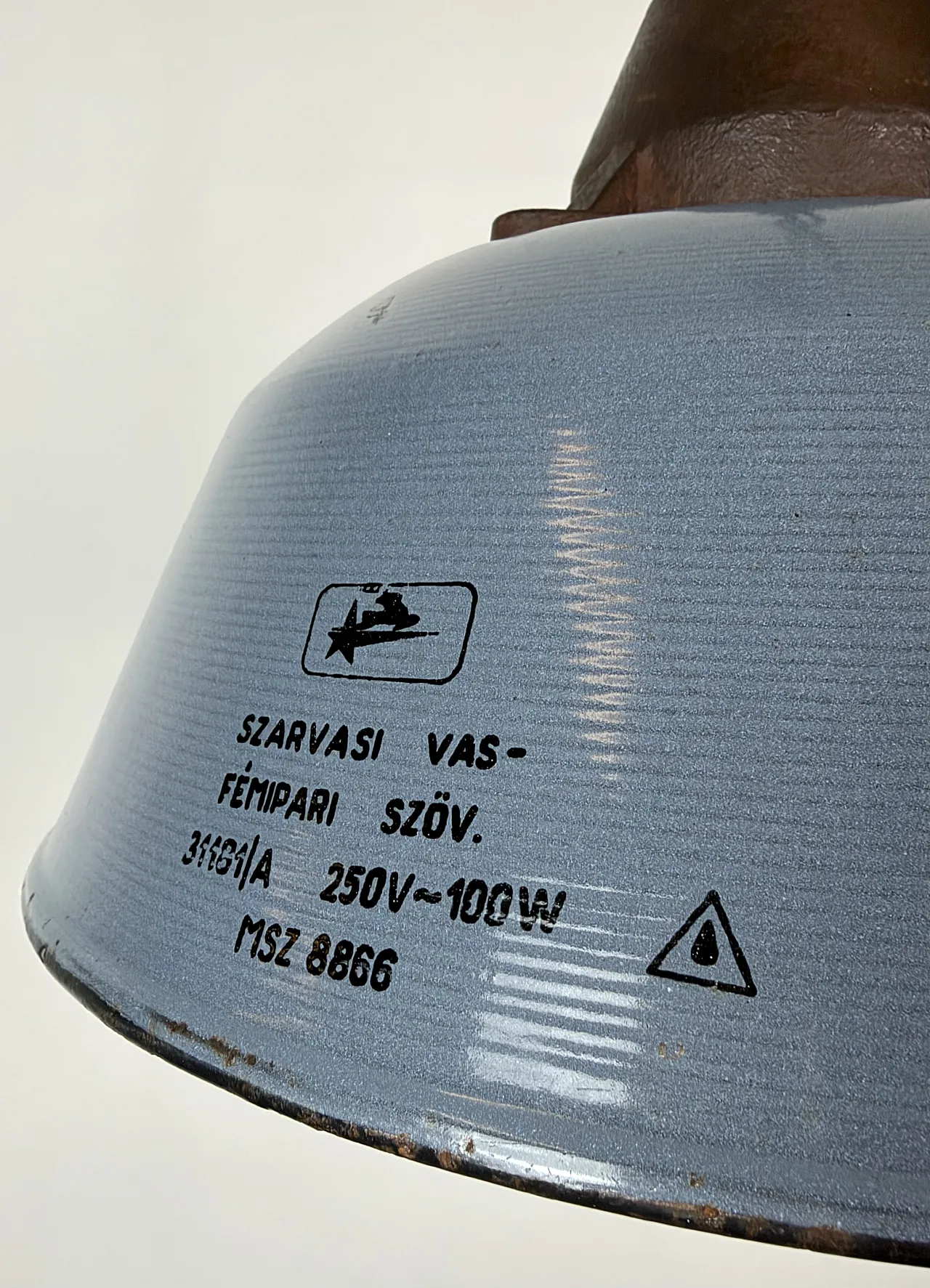 Industrial Grey Enamel and Cast Iron Pendant Light, 1960s 6