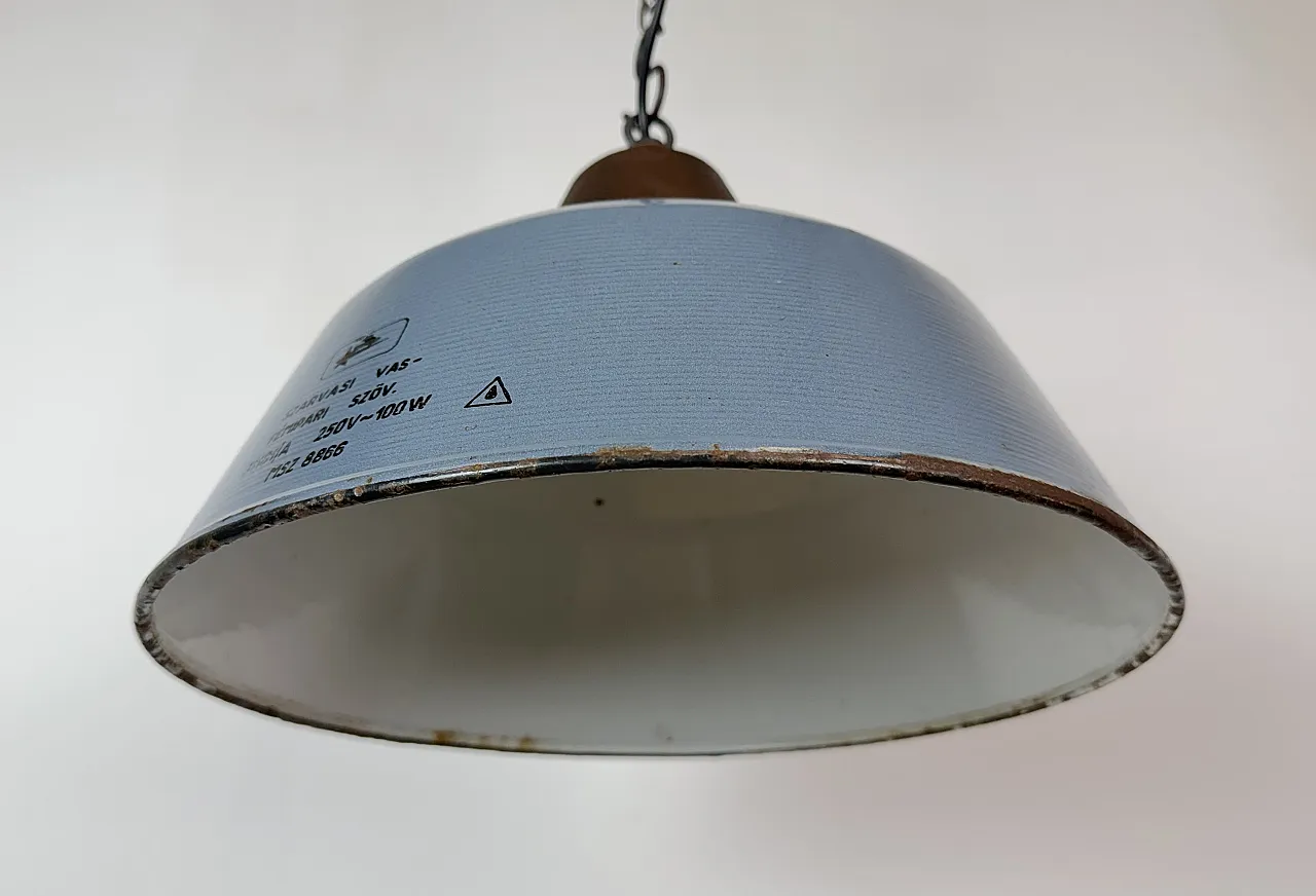 Industrial Grey Enamel and Cast Iron Pendant Light, 1960s 7
