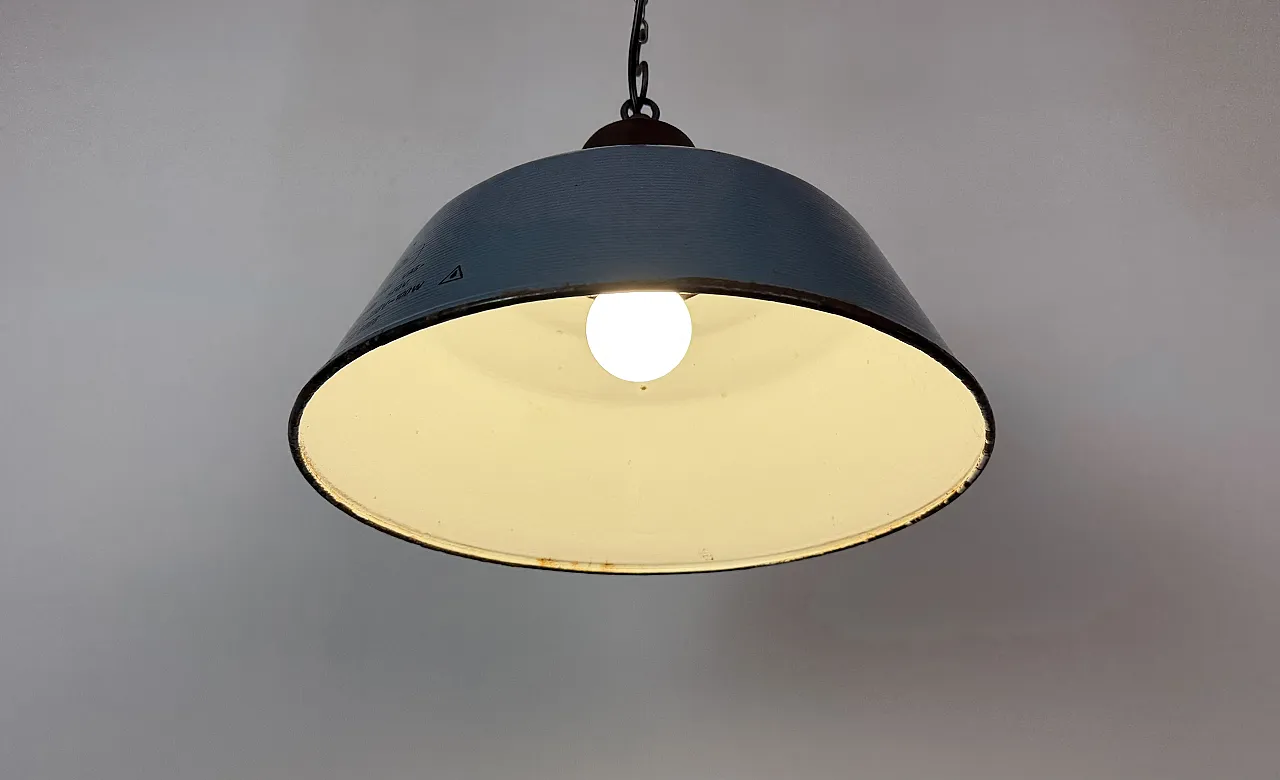Industrial Grey Enamel and Cast Iron Pendant Light, 1960s 11