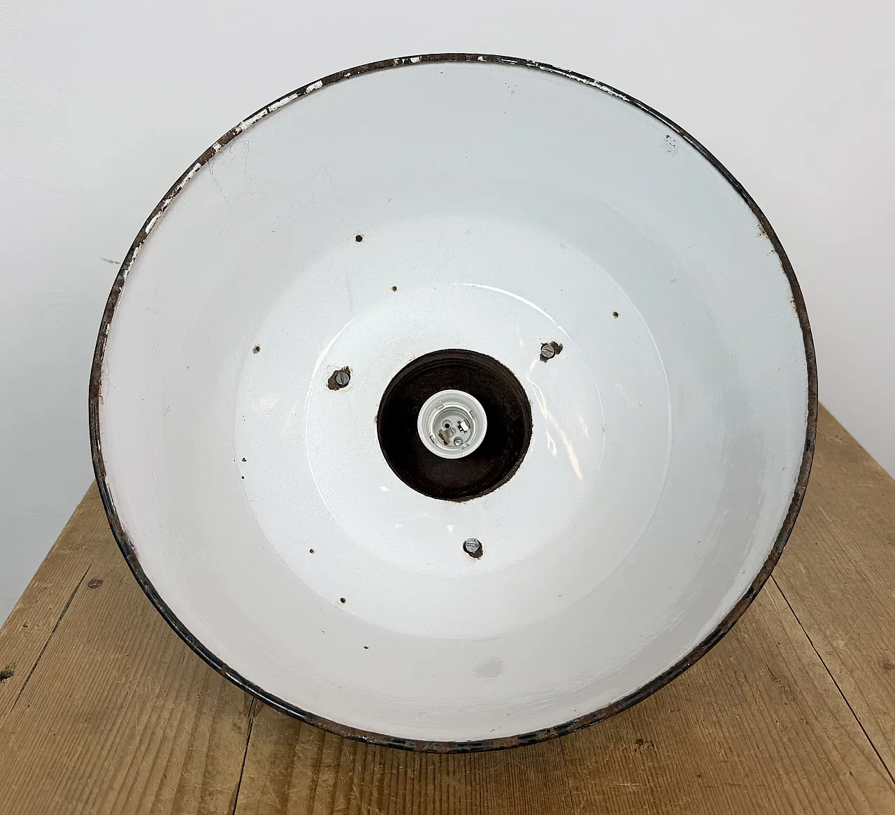 Industrial Grey Enamel and Cast Iron Pendant Light, 1960s 18