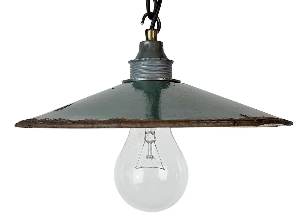 Industrial Green Enamel Light, 1950s 1