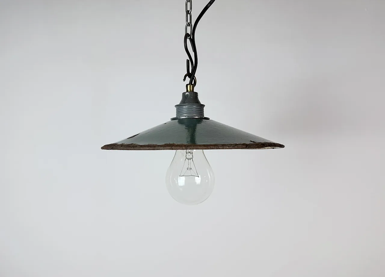 Industrial Green Enamel Light, 1950s 2