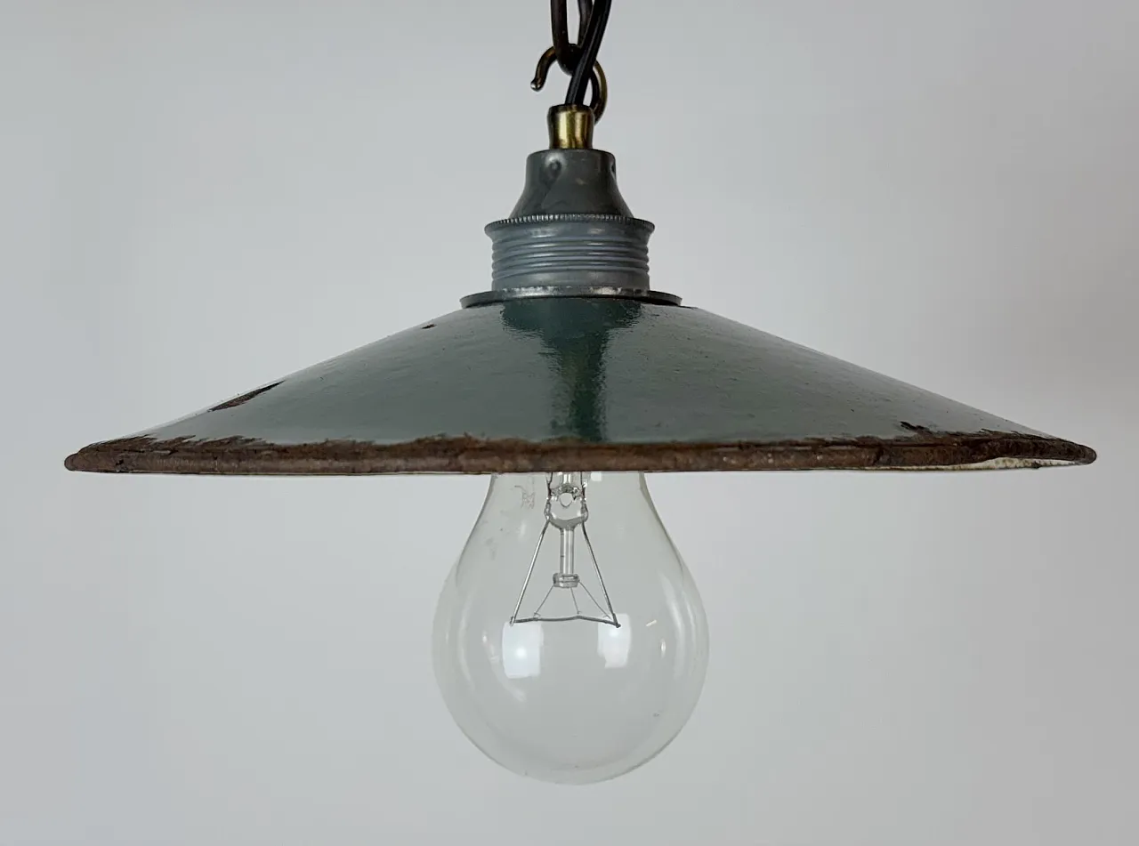 Industrial Green Enamel Light, 1950s 3