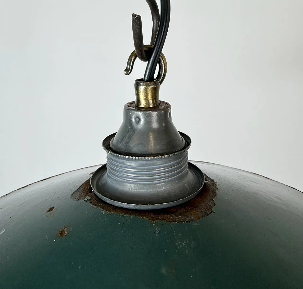 Industrial Green Enamel Light, 1950s 4