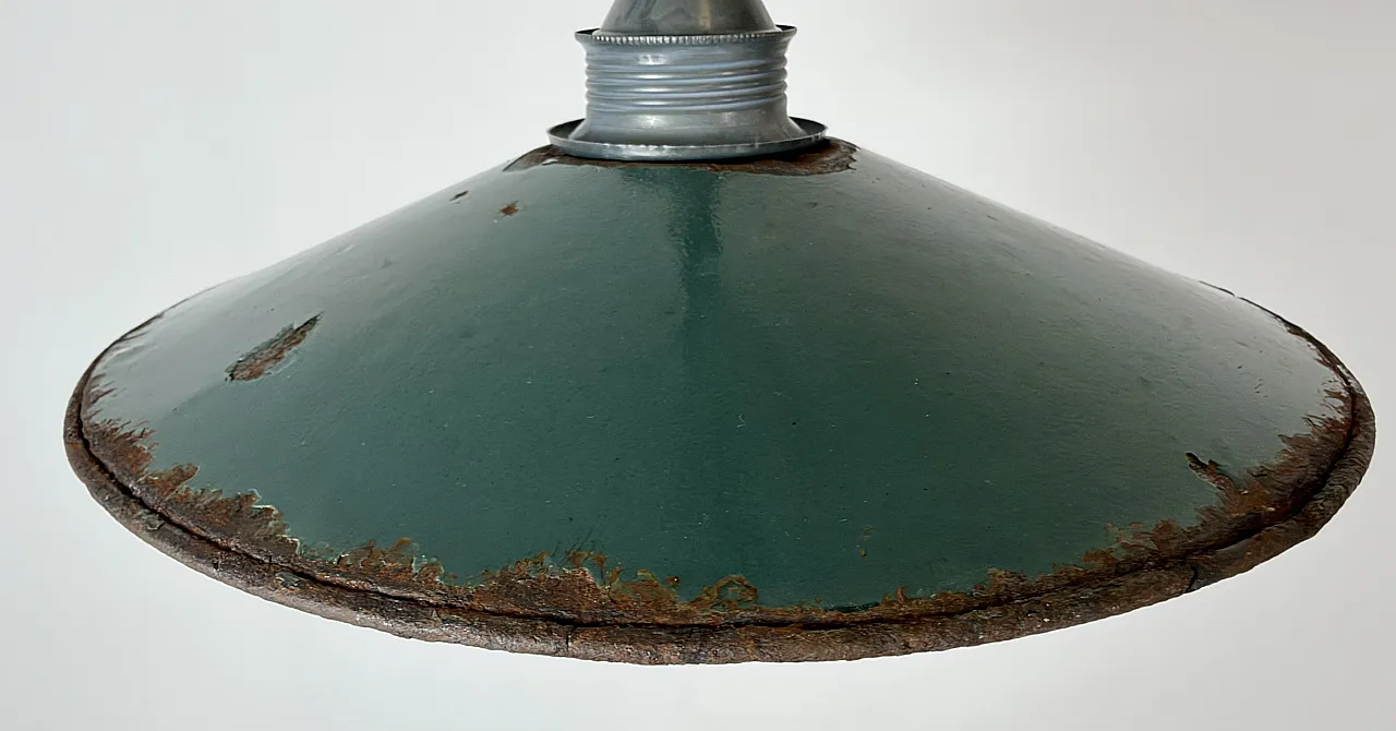 Industrial Green Enamel Light, 1950s 5
