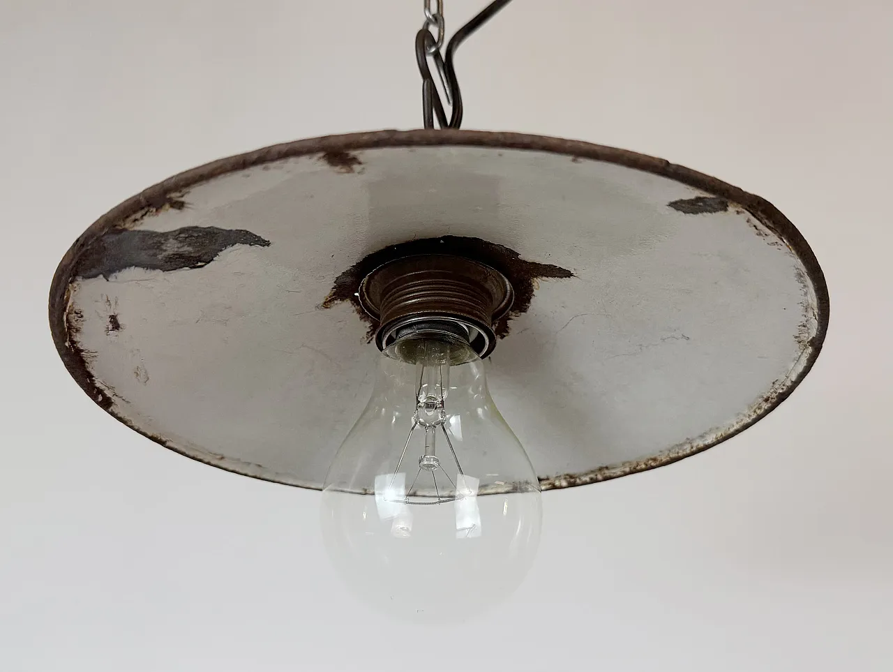 Industrial Green Enamel Light, 1950s 6