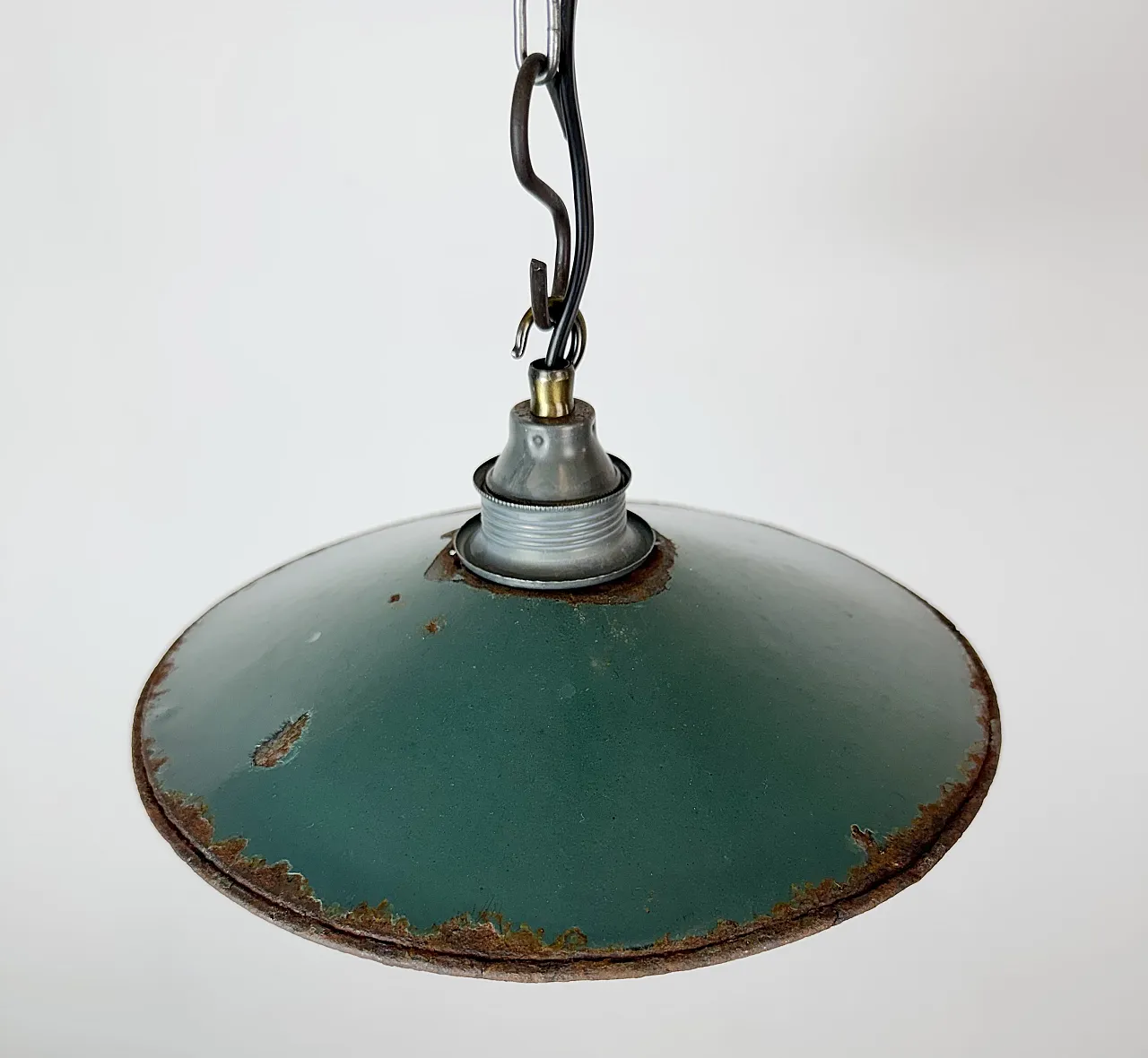 Industrial Green Enamel Light, 1950s 7