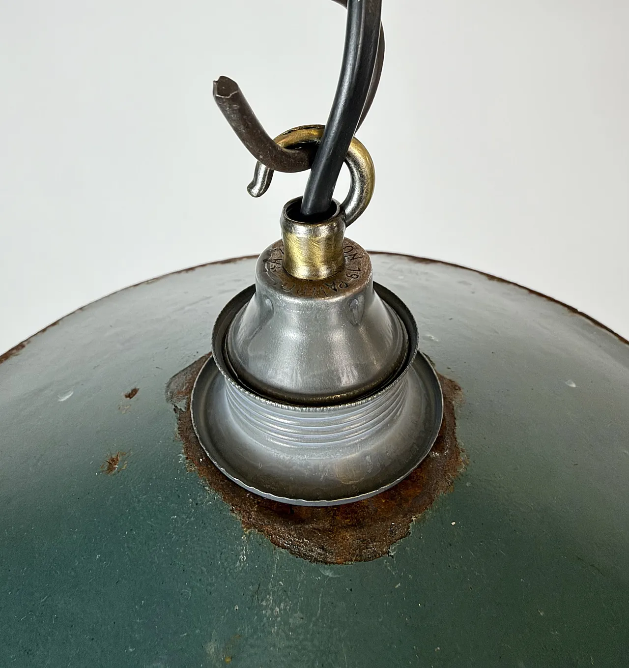 Industrial Green Enamel Light, 1950s 8