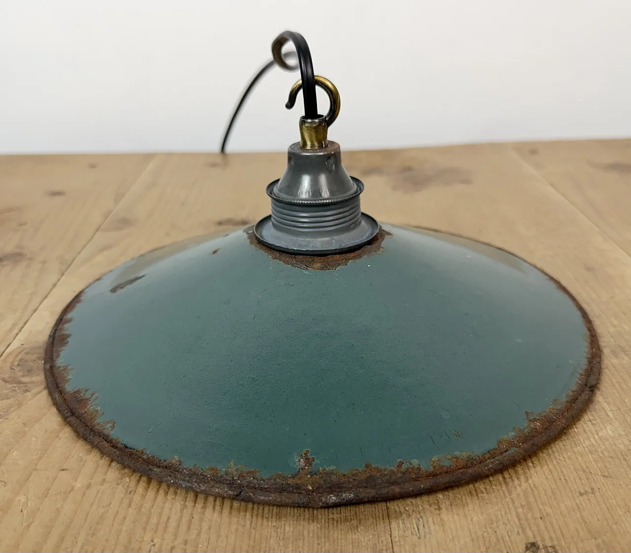 Industrial Green Enamel Light, 1950s 11