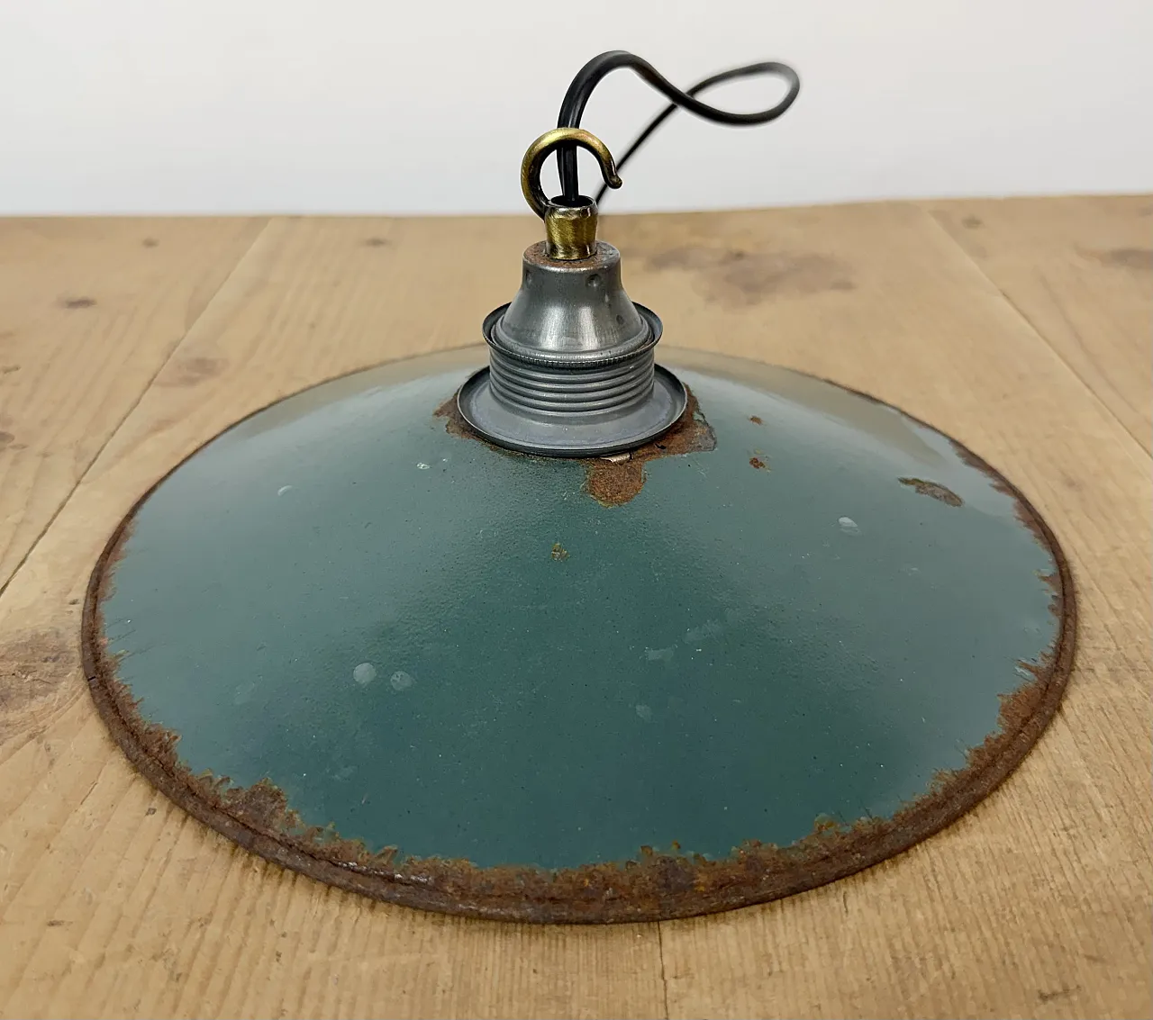 Industrial Green Enamel Light, 1950s 13