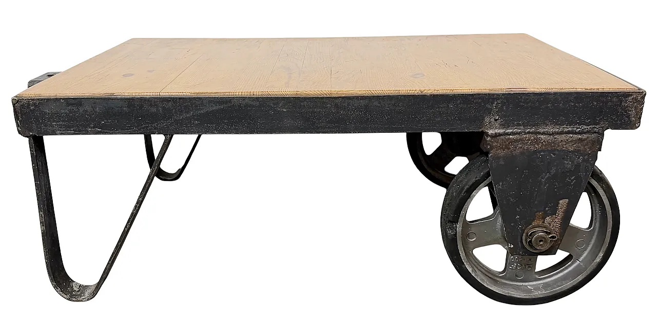Black Industrial Coffee Table Cart, 1960s 1