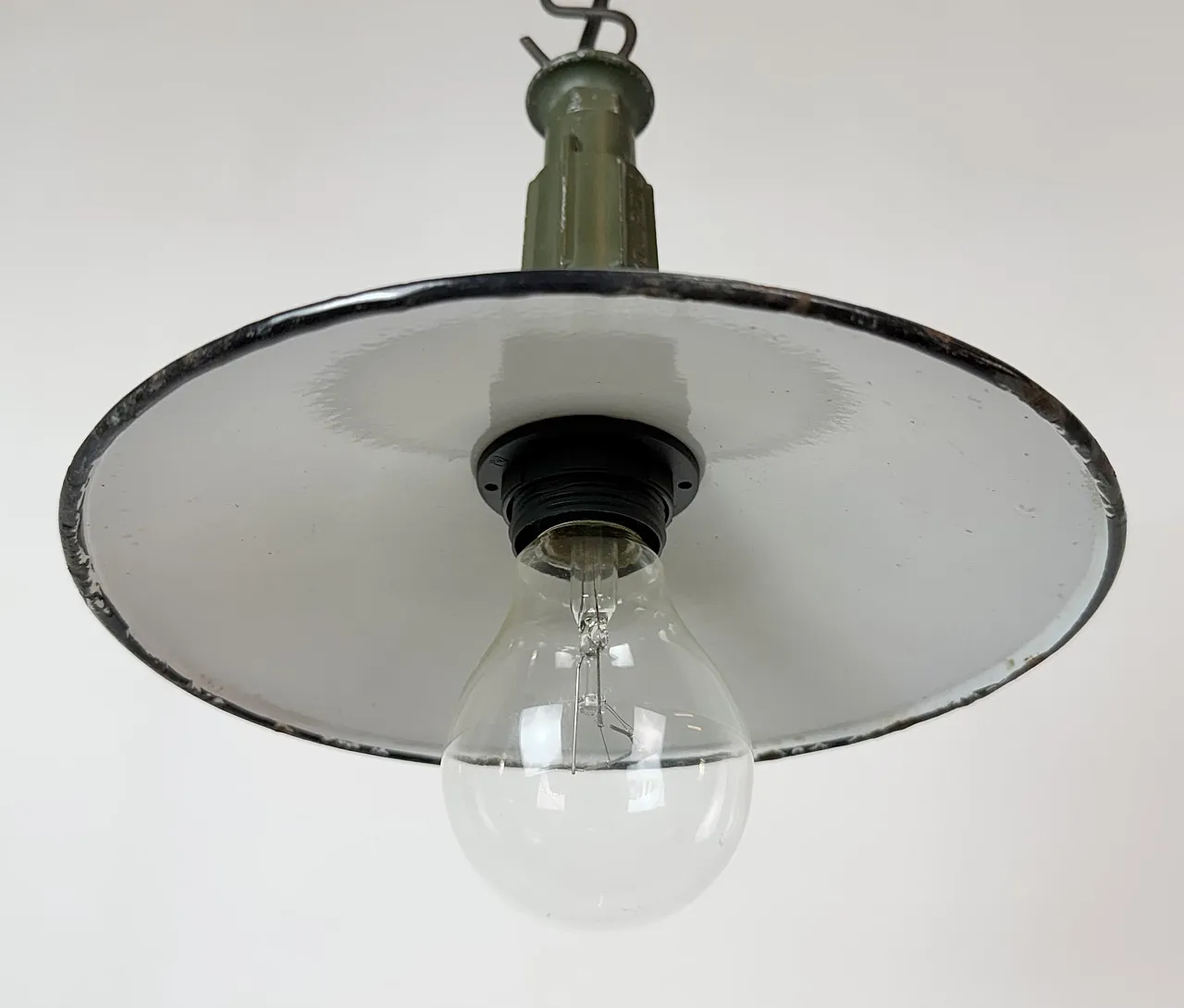 Industrial Blue Enamel Military Pendant Lamp with Cast Aluminium Top, 6