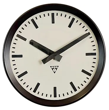 Industrial Bakelite Factory Wall Clock from Pragotron, 1960s