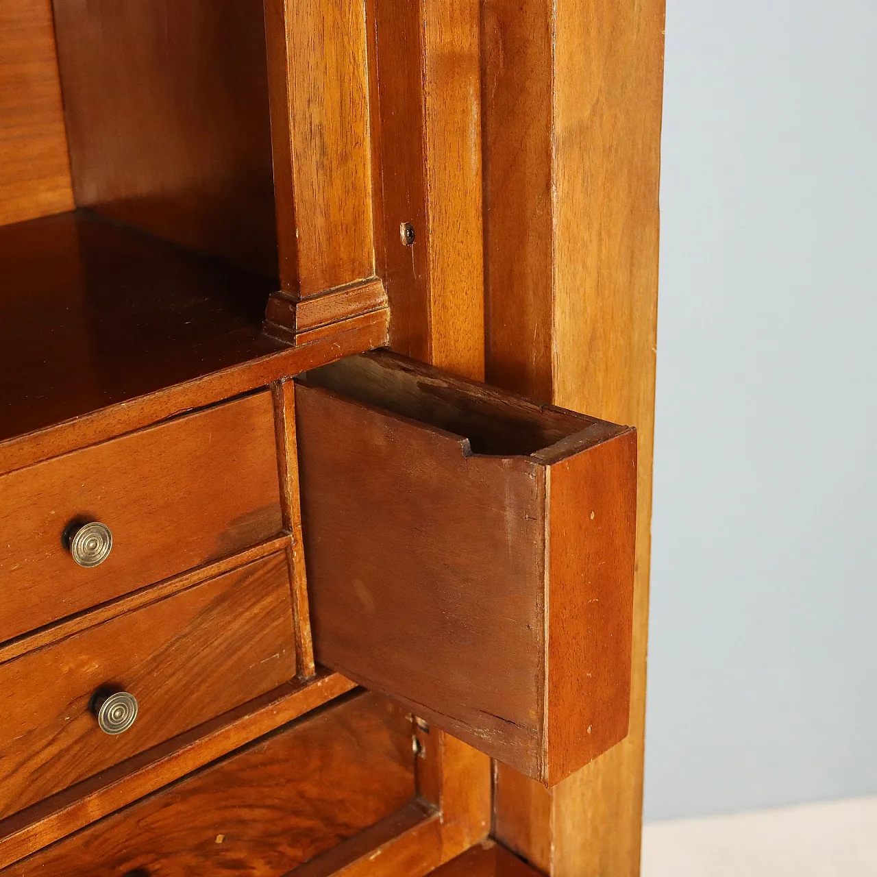 Charles X Secretaire in walnut with oak interior, 19th century 9