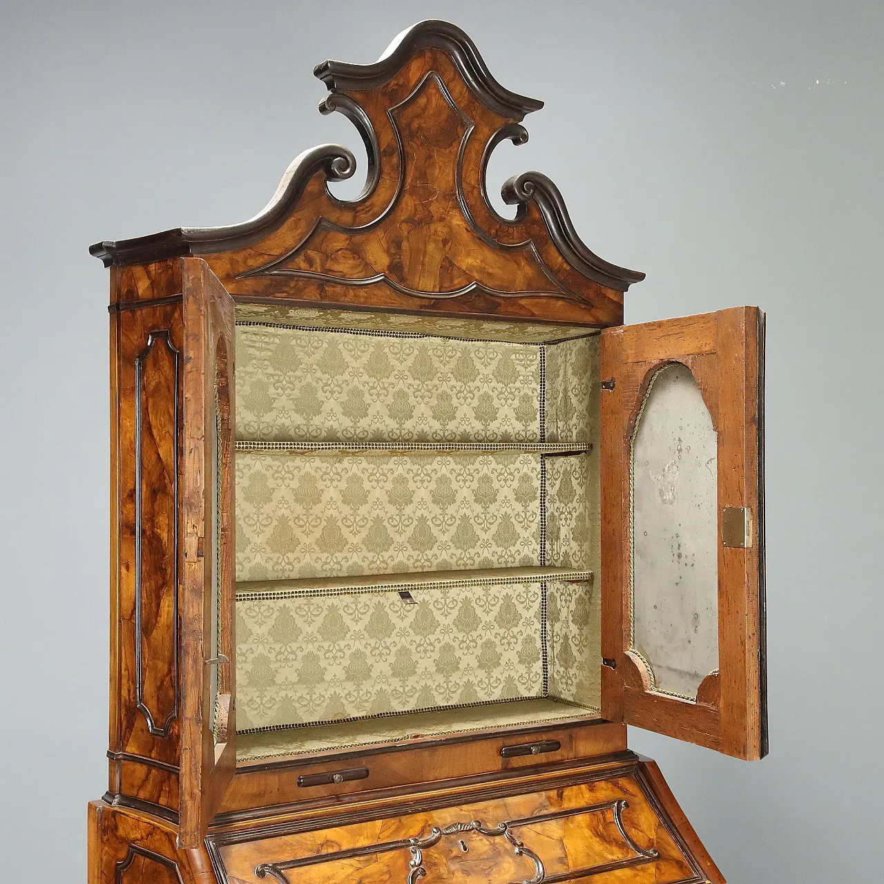 Trumeau lombardo in stile in noce e radica di noce, '800 4