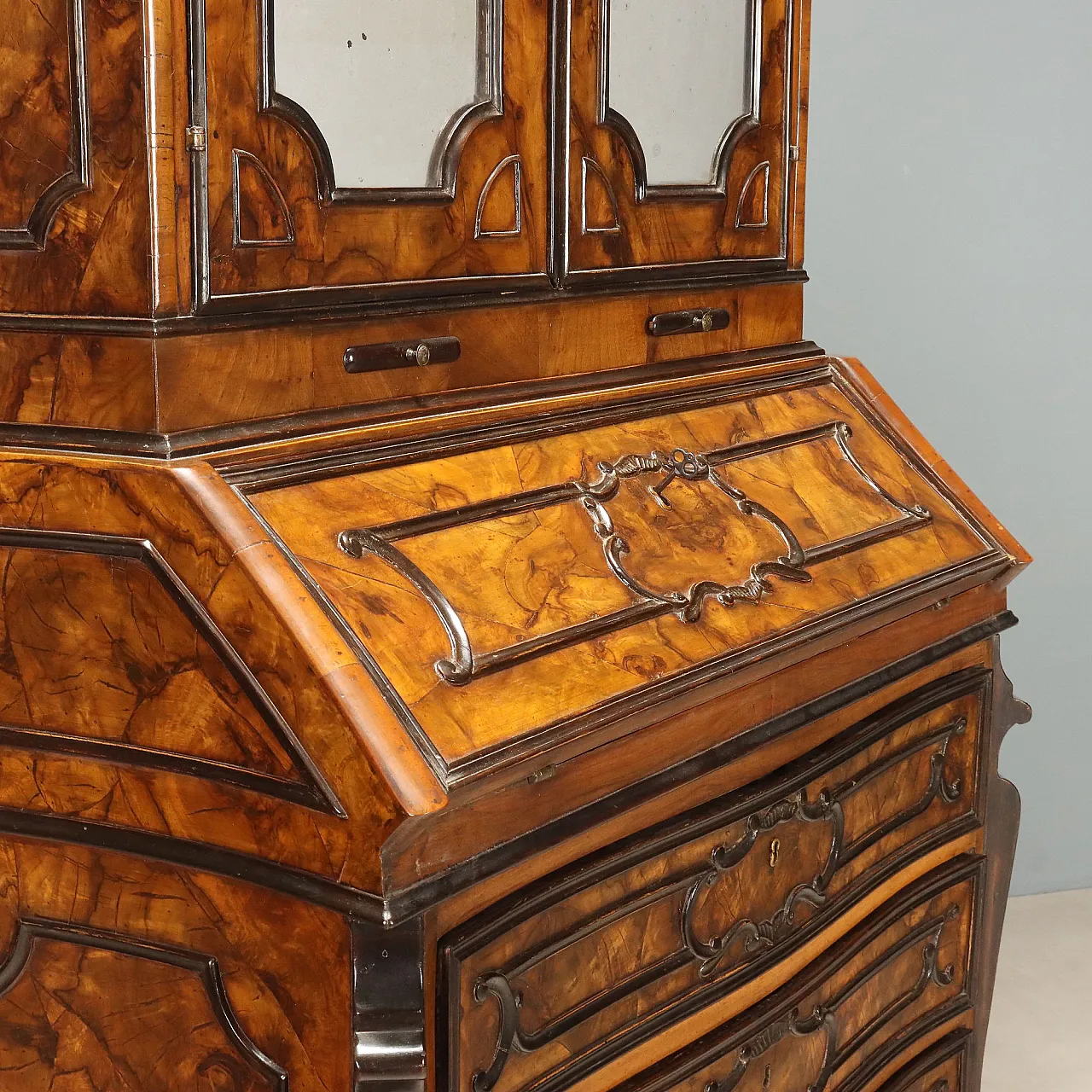Trumeau lombardo in stile in noce e radica di noce, '800 7