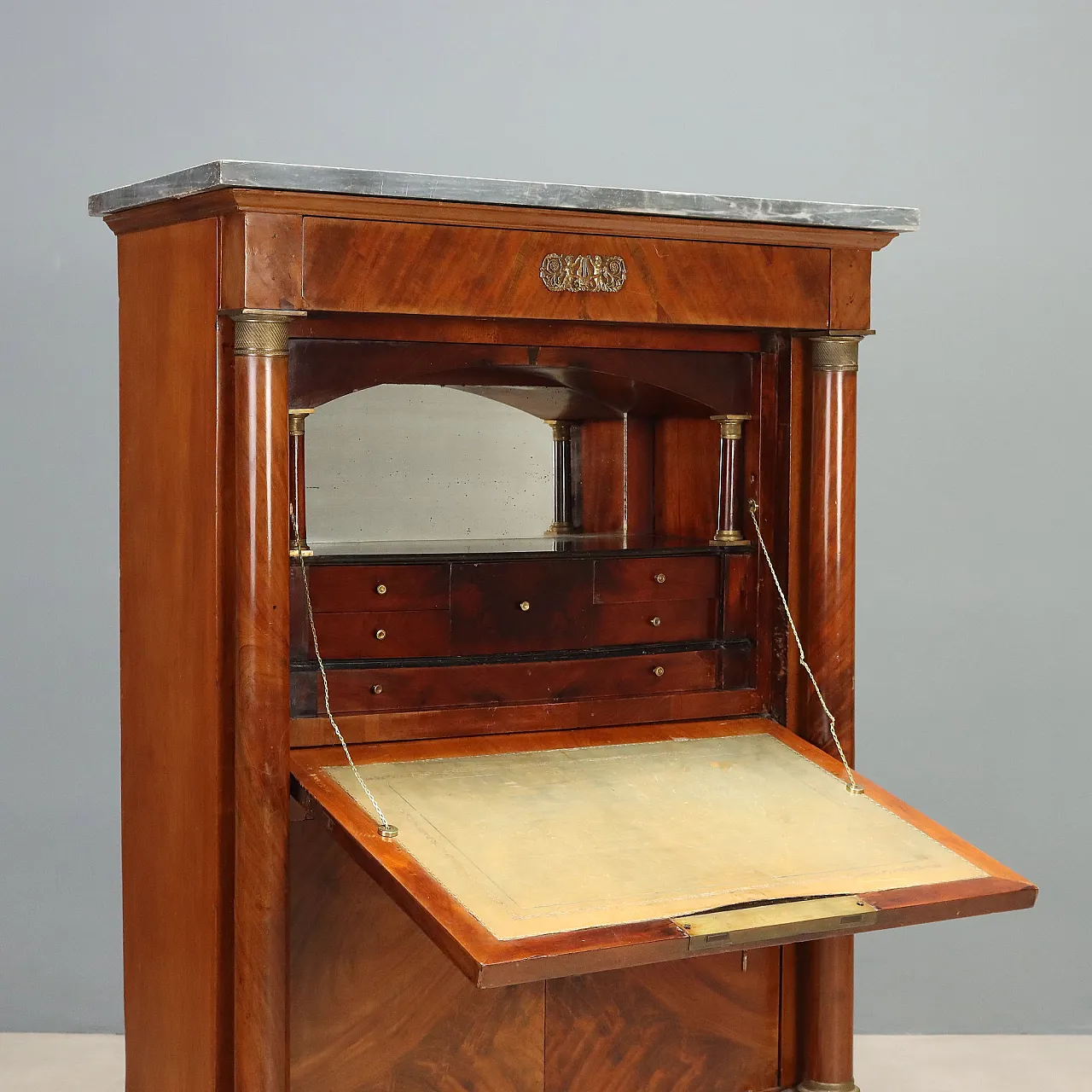Napoleon III secretaire in mahogany with grey marble, 19th century 3